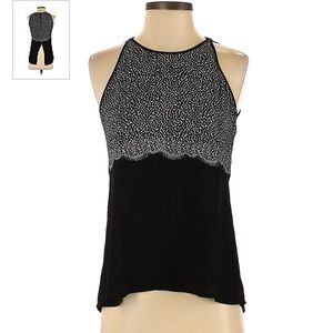 BCBGMaxazria split back spotted tank top
